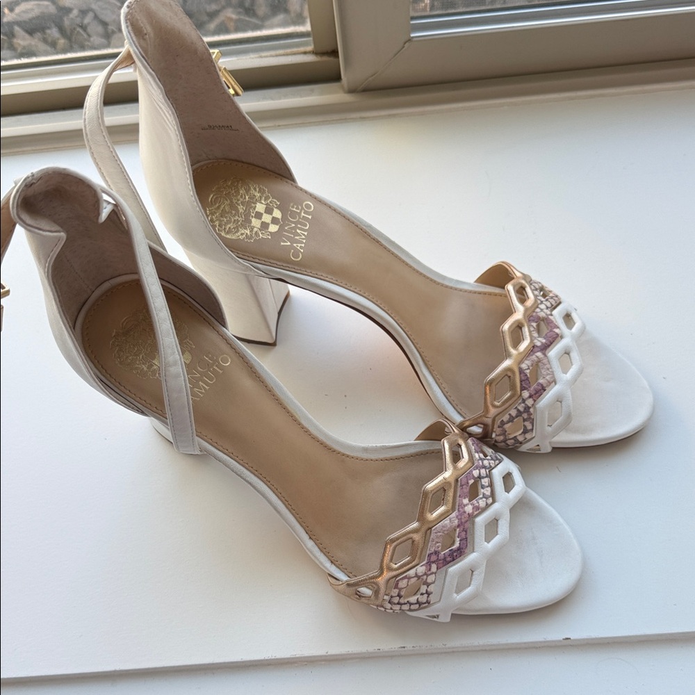 Vince Camuto White and Purple Heels